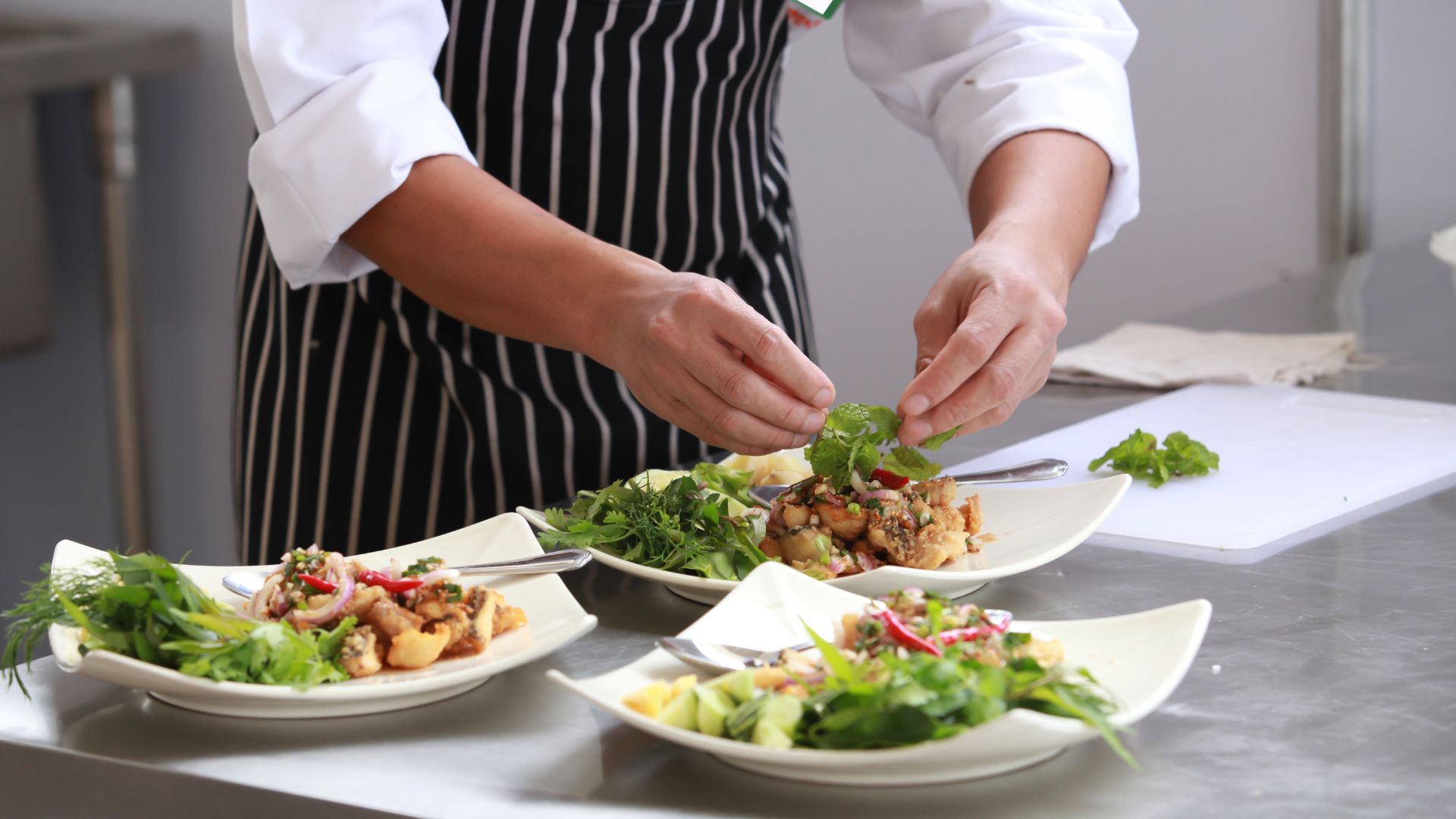 Chef plating a dish