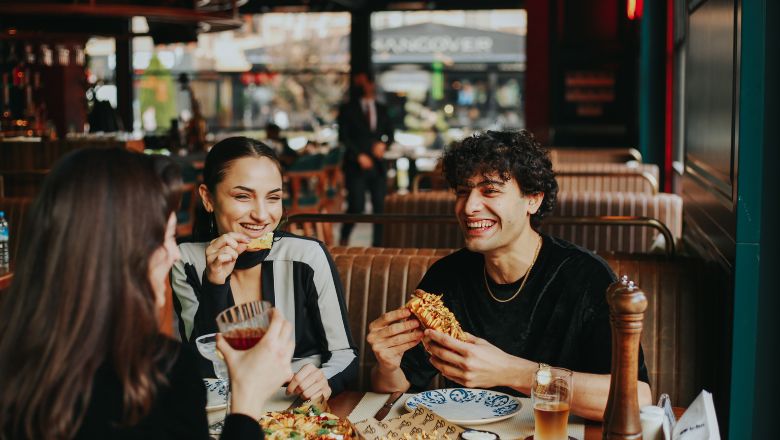 Friends dining together